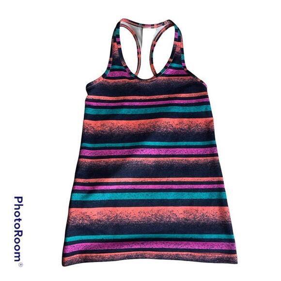 IVAVVA Multicolored Stripe Tank Top Racerback Cool Girls Orange Black CRB 10 - Picture 1 of 3